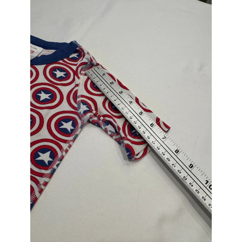 Hanna Andersson Marvel Captain America Shield Pajamas Set Size 8 Blue Red EUC